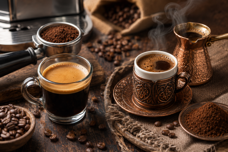 الفرق بين بن الاسبريسو والقهوة التركية